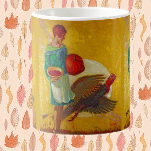 Caneca De Café Ilustração Vintage de Colheita de Ação de Graças