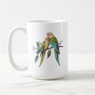 Caneca De Café Ilustração Vintage de Papagaios Princesa