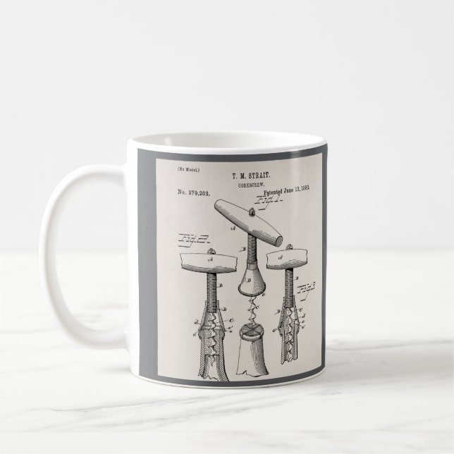 Caneca De Café Ilustração Vintage de Saca-Rolhas (Esquerda)