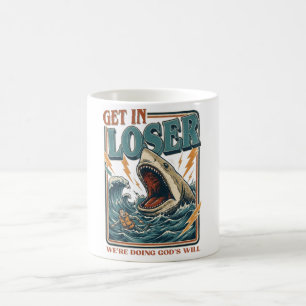 Caneca De Café Ilustração Vintage de Tubarão Engraçado Humor Negr