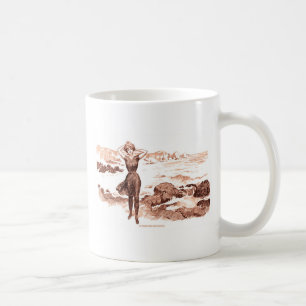 Caneca De Café Ilustração Vintage Gibson Girl Praia Sereia Banhis
