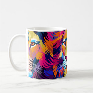 Caneca De Café ilustrações coloridas, um leão, design simples