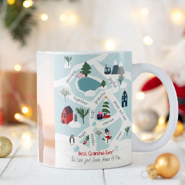 Caneca De Café Ilustrações de contar histórias de mapas de Natal