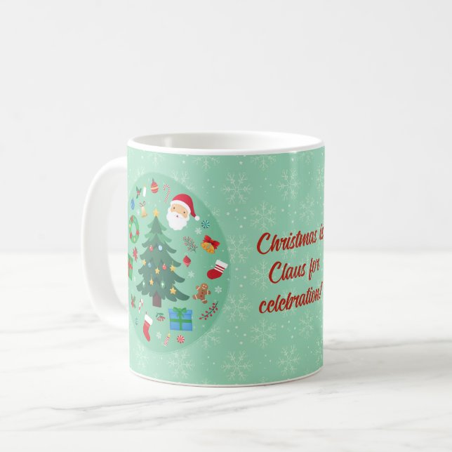 Caneca De Café Ilustrações de Natal Festa de Férias (Frente Esquerda)