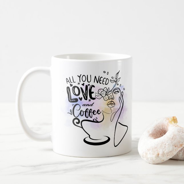 Caneca De Café Ilustrações estéticas, café feminino (Com Donut)