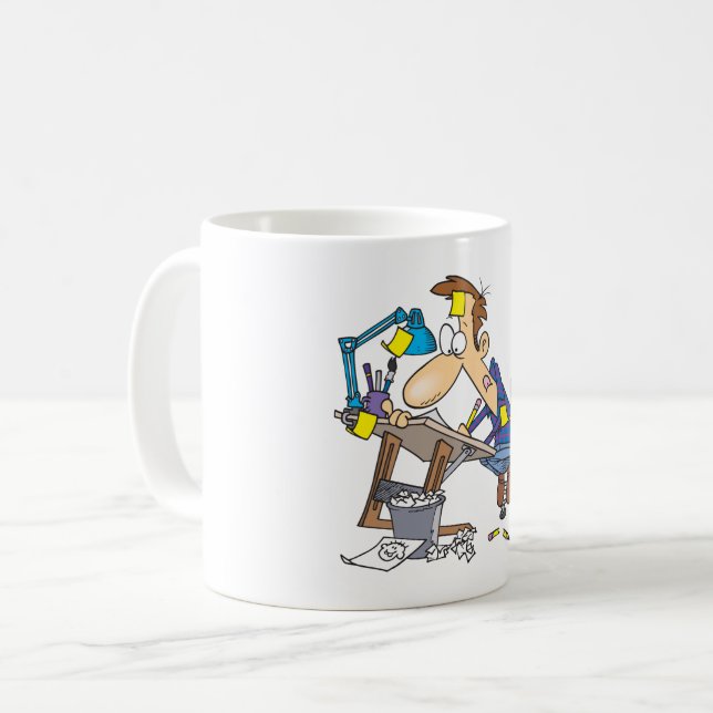 Caneca De Café Ilustrador Frustrado Artista de Quadrinhos Desenho (Frente Esquerda)