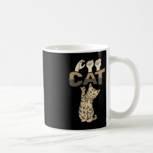 Caneca De Café ILY Cat ASL Gesto manual surdo audição perda de au