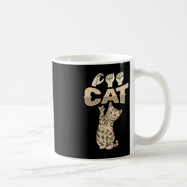 Caneca De Café ILY Cat ASL Gesto manual surdo audição perda de au (Direita)