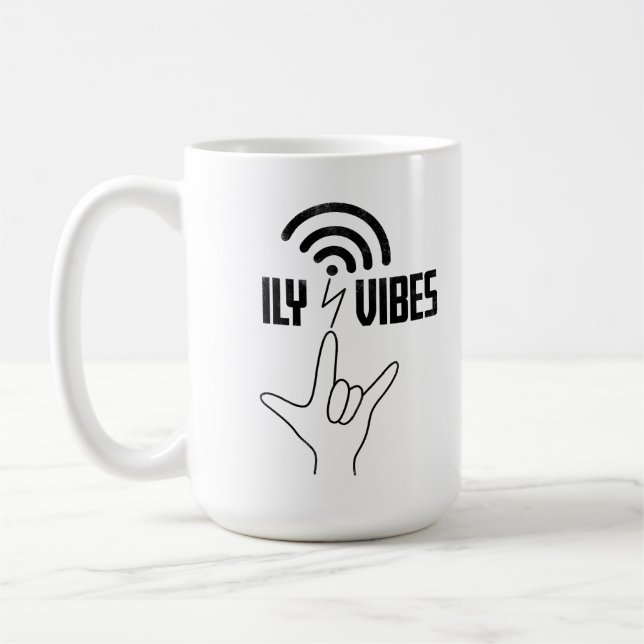 Caneca De Café ILY Vibes - Design ASL  (Esquerda)