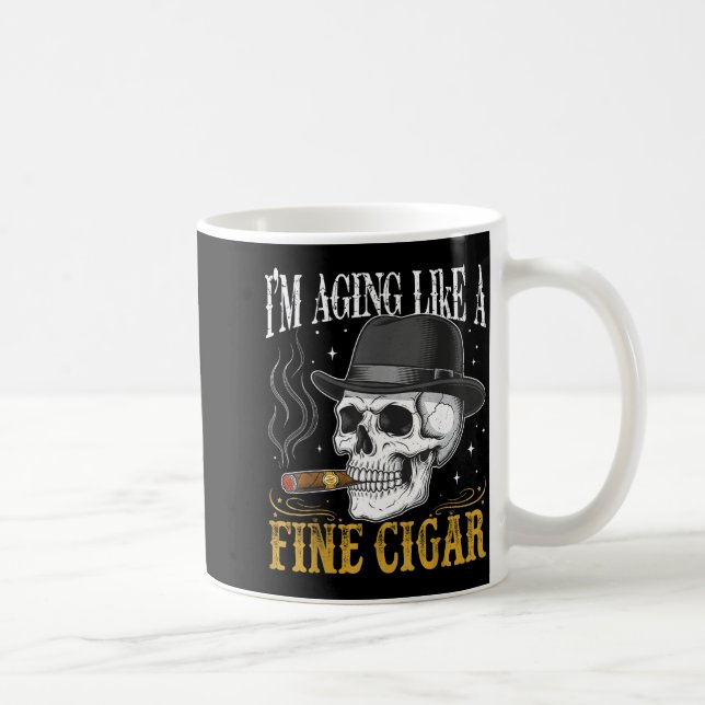 Caneca De Café I'm Aging Like A Fine Cigar Funny Skull Dad Retro  (Direita)