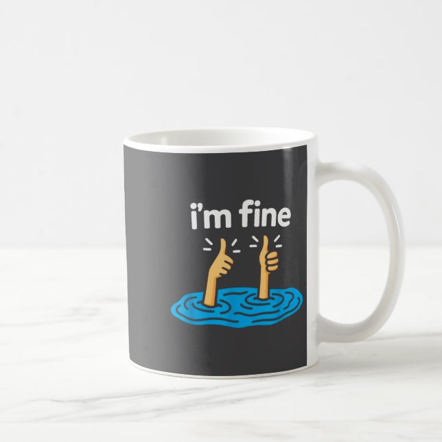 Caneca De Café I'm Fine Thumbs Up Two Like Hand Funny Sarcasm Hum (Direita)