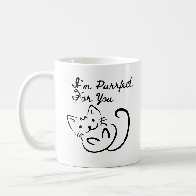 Caneca De Café I'm Purr-fect (or Perfect) For, Simple Cat Lover (Esquerda)