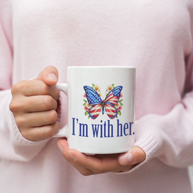 Caneca De Café I'm With Her Cute Kamala Harris Butterfly (Criador carregado)