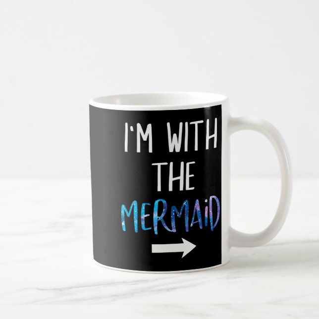 Caneca De Café I'm With The Mermaid Funny Lazy Mermaid Halloween  (Direita)