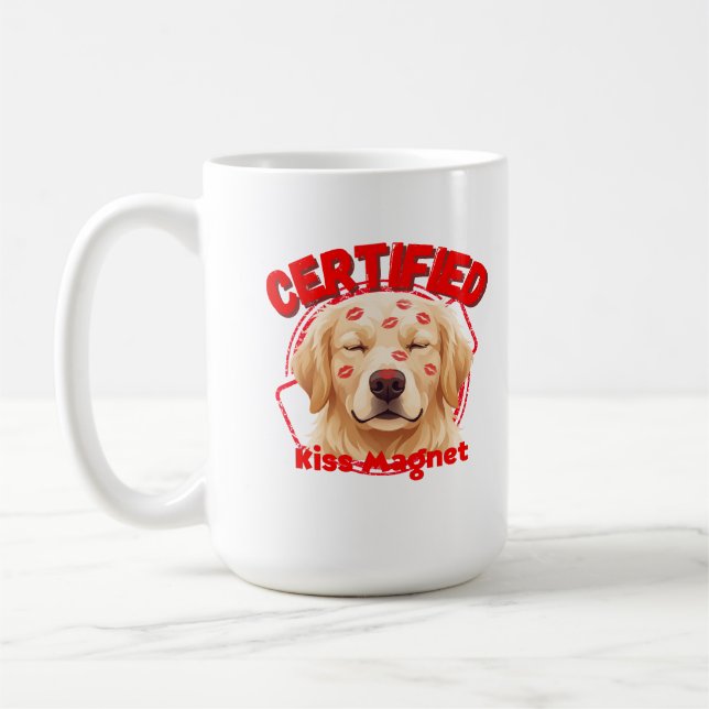 Caneca De Café Ímã de Beijo Certificado - Cachorro Golden Retriev (Esquerda)