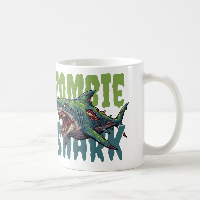 Caneca De Café Imagem assustadora do tubarão Zombie (Direita)