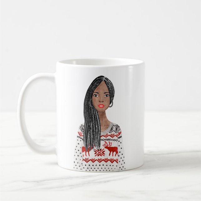 Caneca De Café Imagem de Aquarela Personalizada Mug de Natal (Esquerda)