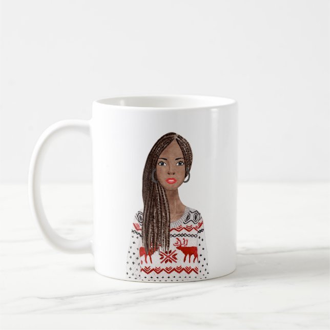 Caneca De Café Imagem de Aquarela Personalizada Mug de Natal (Esquerda)