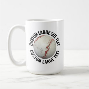 Caneca De Café Imagem de Beisebol com Texto Personalizado Grande
