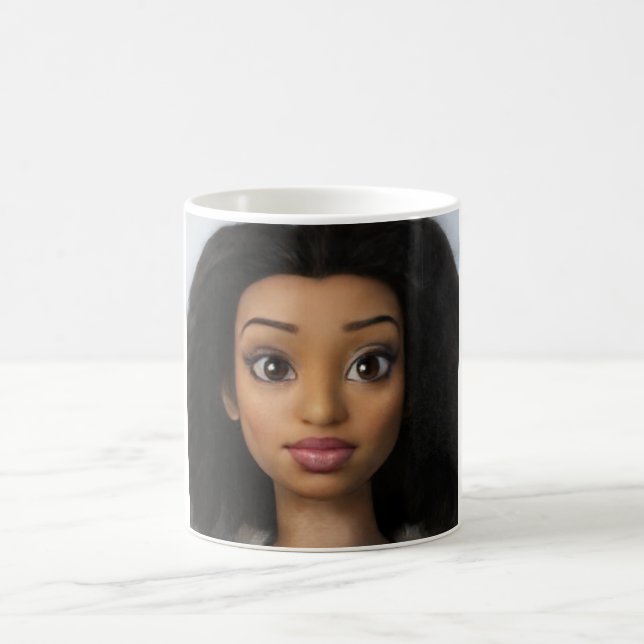 Caneca De Café Imagem de Cartoon de Boneca Negra (Centro)