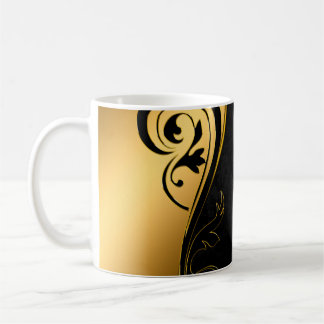 Caneca De Café Imagem de fundo com quadro dourado floral