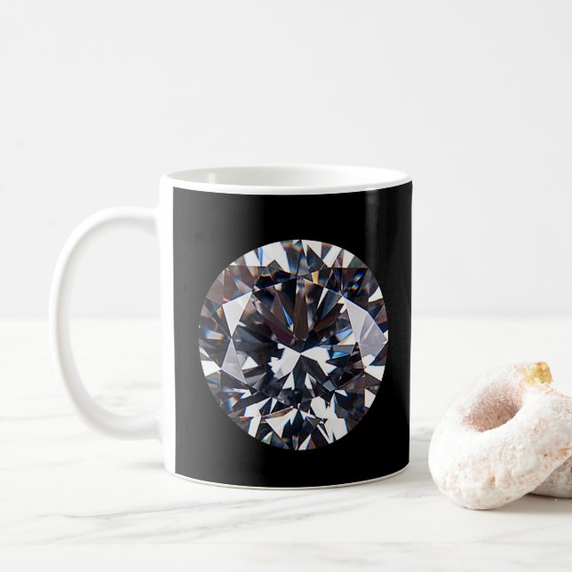 Caneca De Café Imagem de Gem de Diamante Elegante Facultada (Com Donut)