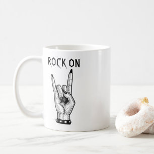Caneca De Café Imagem do Sinal de Mão Fêmea Rocker