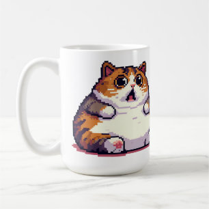 Caneca De Café Imagem em pixel de gato laranja chocado