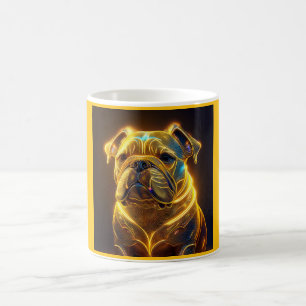 Caneca De Café Imagem Fantasia Bulldog Inglês Neon Amarelo