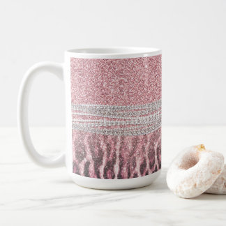 Caneca De Café Imagem Luminosa Cinzenta Cor-de-Rosa com Leopardo 