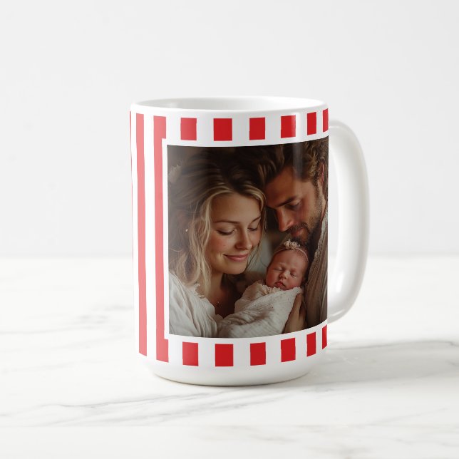 Caneca De Café Imagem moderna - Mínima de foto vermelha de Natal (Frente Esquerda)