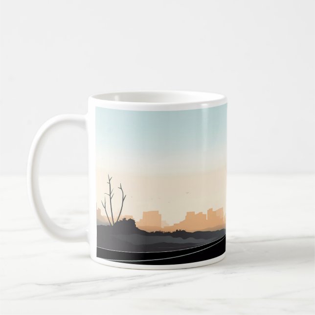 Caneca De Café Imagem simples de polos elétricos na estrada (Esquerda)
