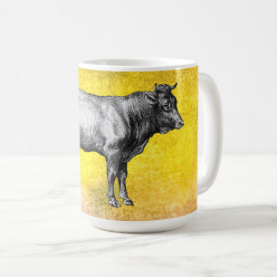 Caneca De Café Imagem Vintage de Vaca Touro de Fazenda 
