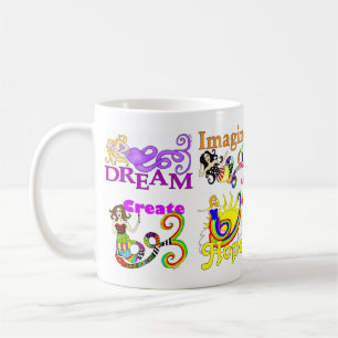 Caneca De Café Imagine a sereia & a colagem dos amigos