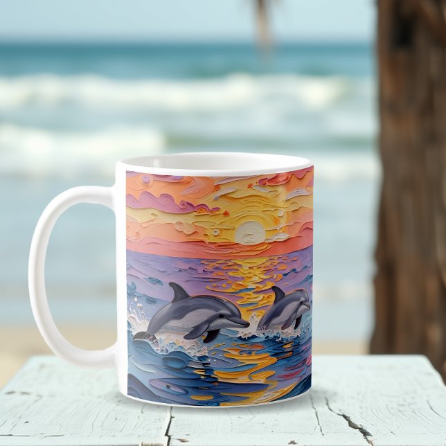 Caneca De Café Impasto Dolphins and Ocean Waves   (Criador carregado)
