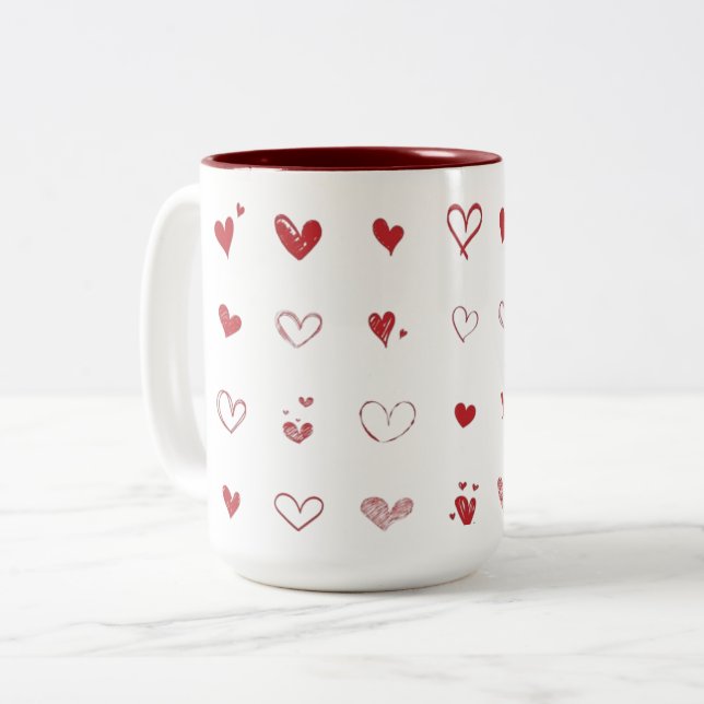 Caneca de café impressa com coração personalizado (Frente Esquerda)