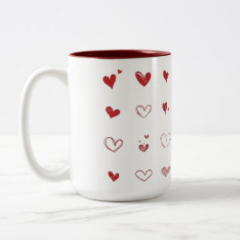Caneca de café impressa com coração personalizado