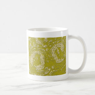 Caneca De Café Impressão abstrata de casco de tartaruga mostarda