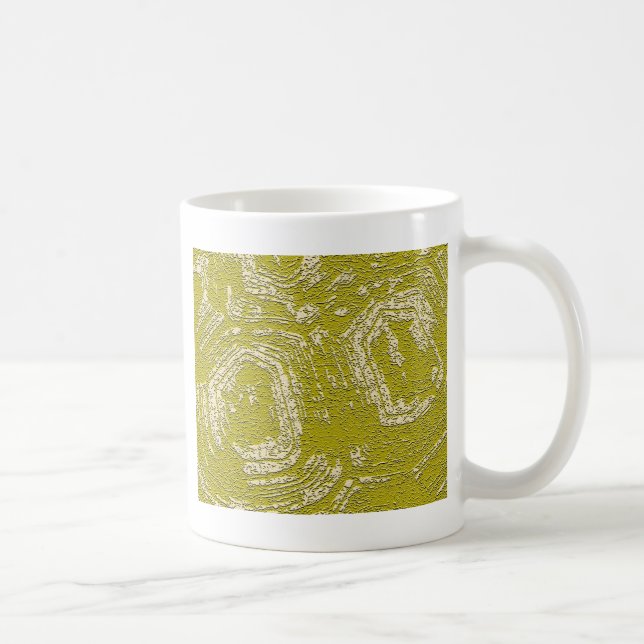Caneca De Café Impressão abstrata de casco de tartaruga mostarda  (Direita)