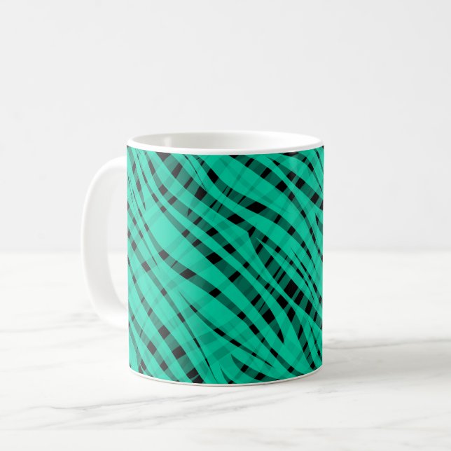 Caneca De Café Impressão abstrata de tigre turquesa verde (Frente Esquerda)