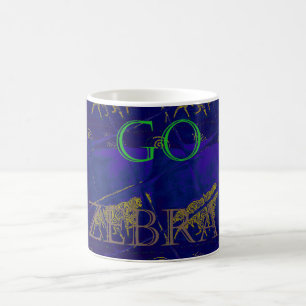 Caneca De Café Impressão Abstrato "Vamos Ir Zebra" azul francês