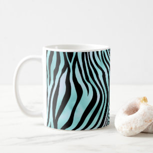 Caneca De Café Impressão Animal Azul Brilhante Pele de Zebra Turq