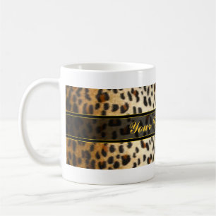 Caneca De Café Impressão animal do falso do leopardo da chita