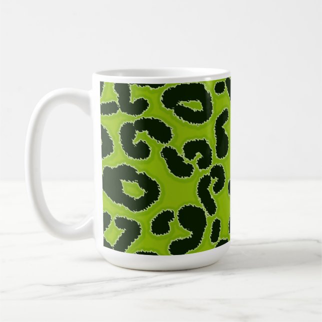Caneca De Café Impressão animal do leopardo verde-maçã (Esquerda)