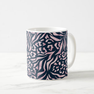 Caneca De Café Impressão animal, leopardo, tigre, azul, rosa, pel