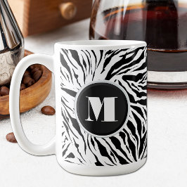 Caneca De Café Impressão Chic Zebra Monograma