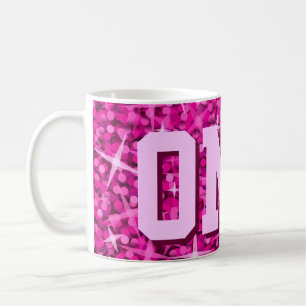 Caneca De Café Impressão cor-de-rosa brilhante 'OMG!'