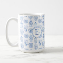 Caneca De Café Impressão da China Azul-Branco, de Monograma Inici