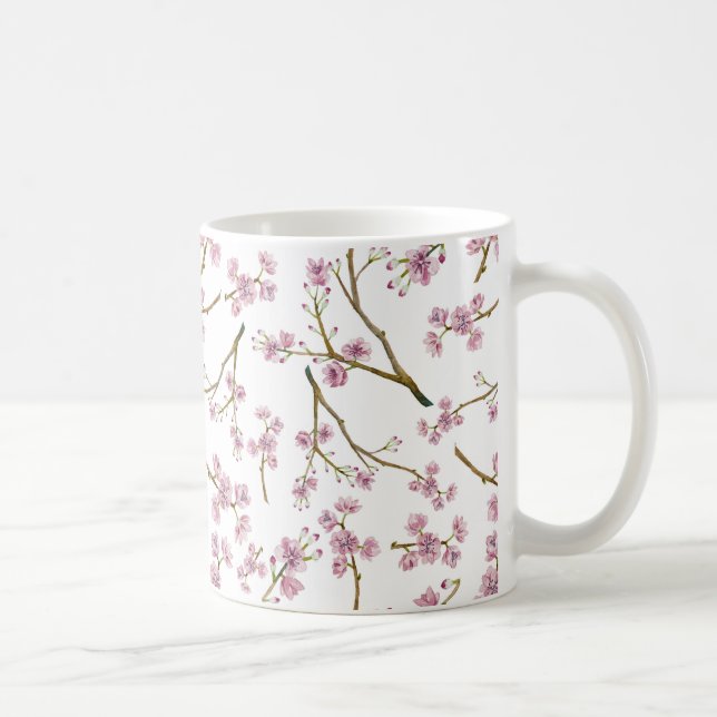 Caneca De Café Impressão da flor de cerejeira de Sakura (Direita)