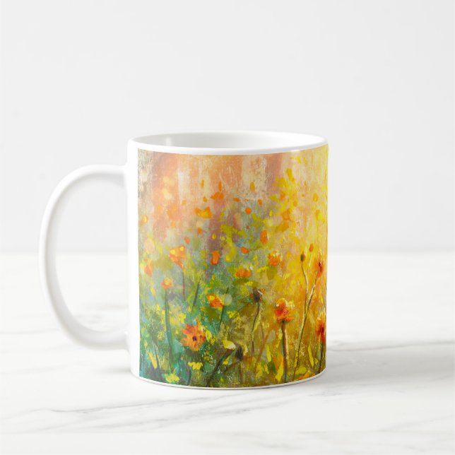 Caneca De Café Impressão da nuvem das pinturas de flores (Esquerda)